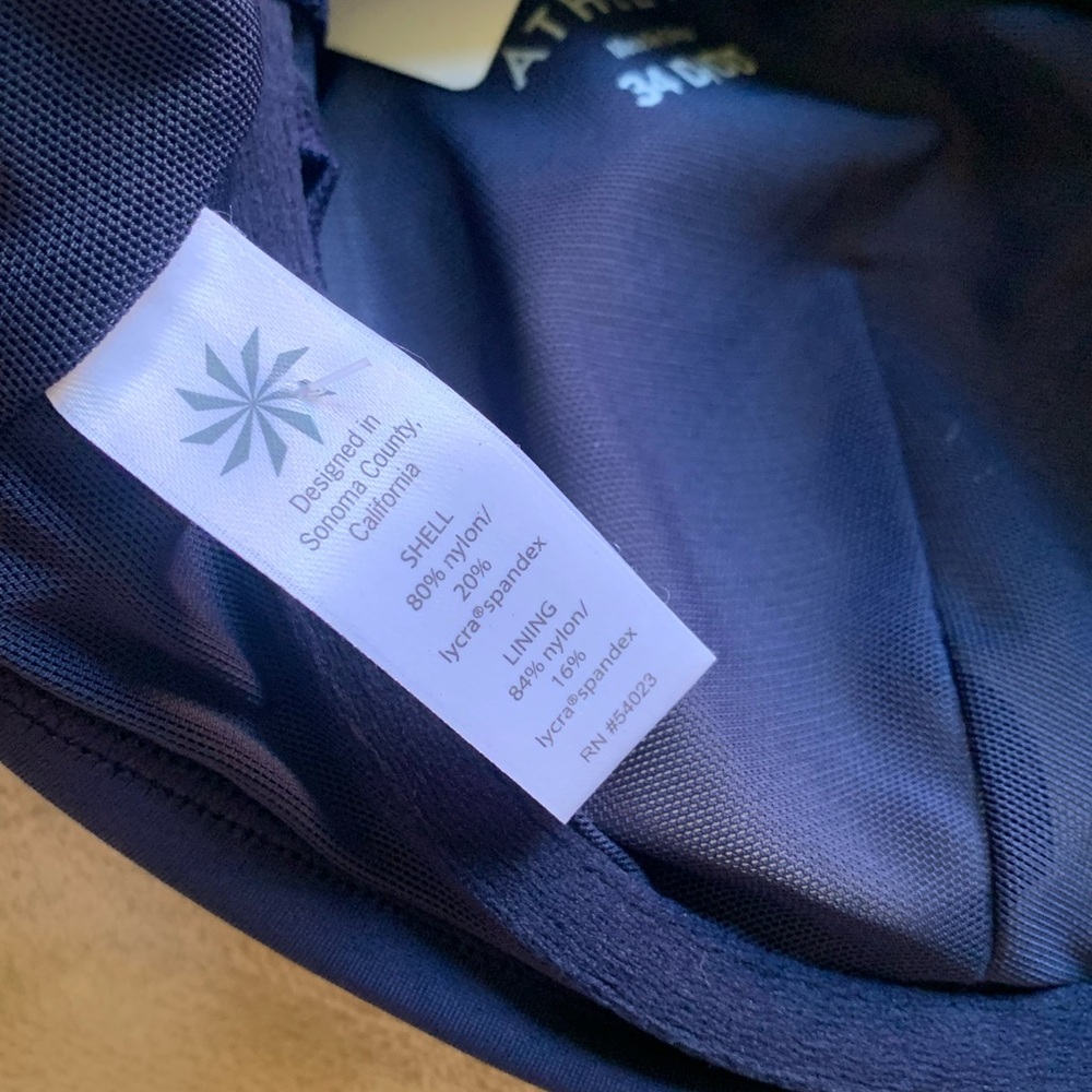 NWT Athleta Navy Quick Dri Smocked Bikini Swim Top size 34D/DD - Picture 5 of 8